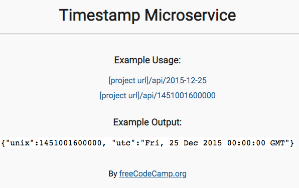 timestamp microservice app