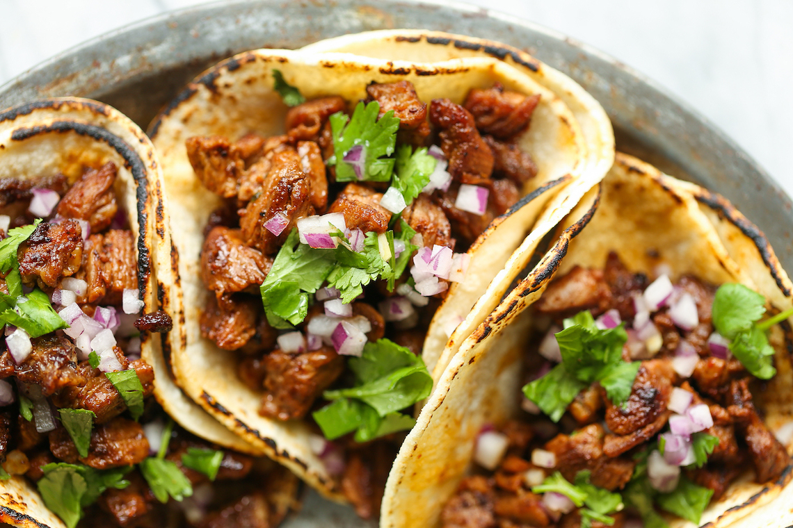 three servings of hearty tacos